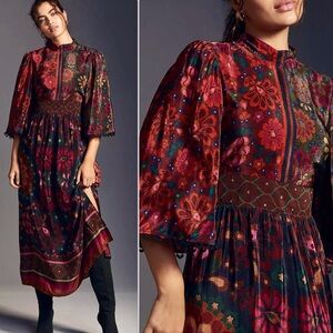 Anthropologie Farm Rio NEW Mock Neck Patterned Dress Medium